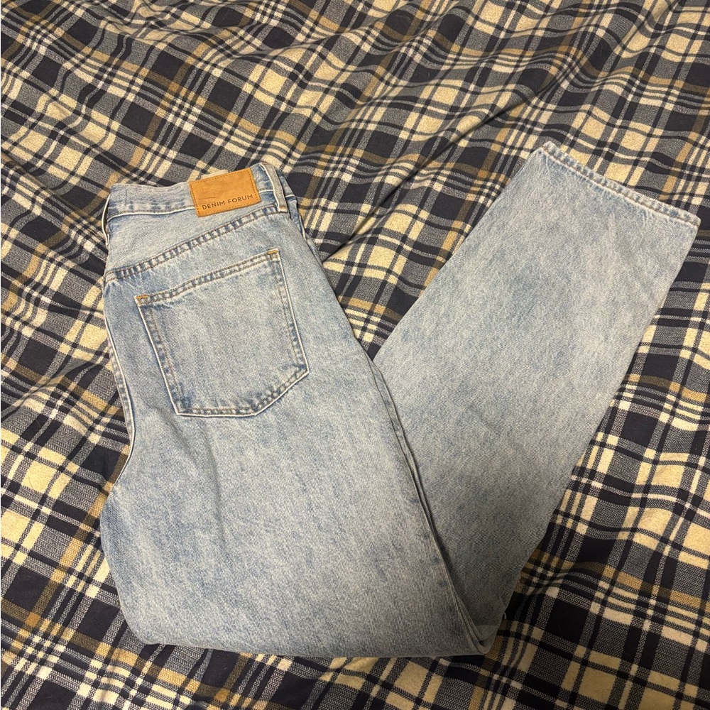 Denim Forum Light Blue Straight Leg Jeans from Aritzia - Picture 2 of 4